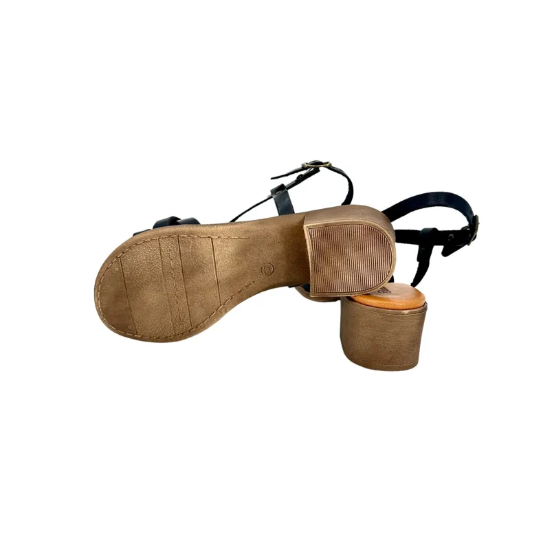 50 Heel Sandal In Black Leather