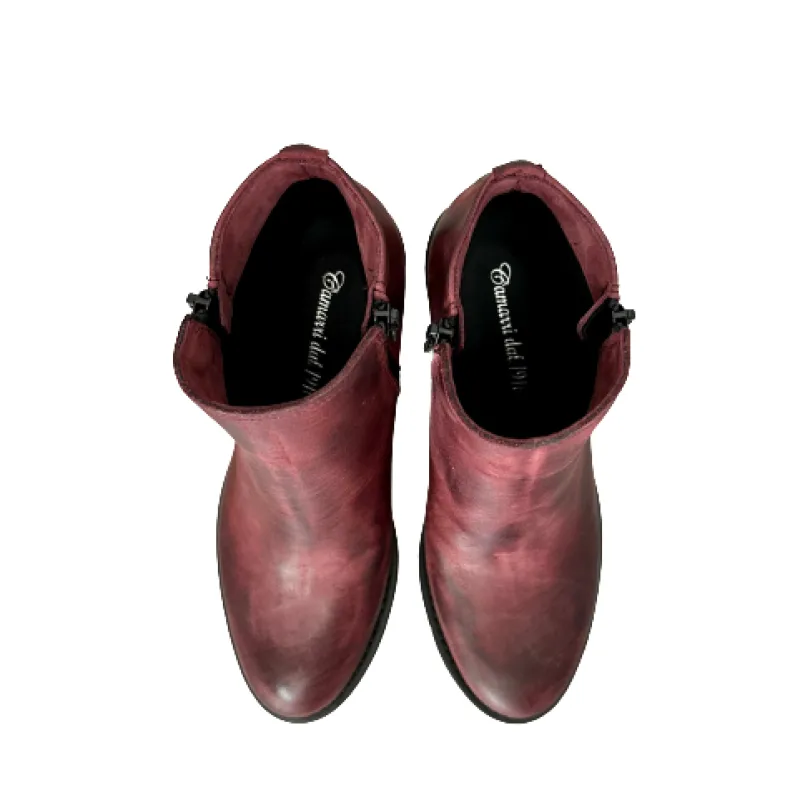 Artisan Ankle Boot With Burgundy Brushed Zipper