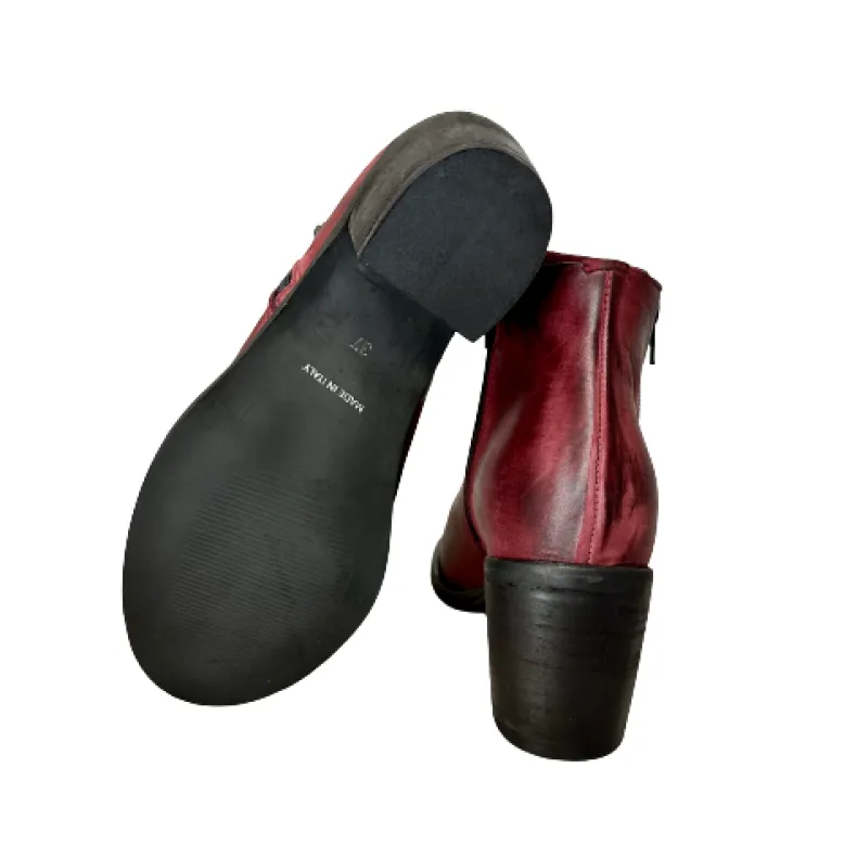 Artisan Ankle Boot With Burgundy Brushed Zipper