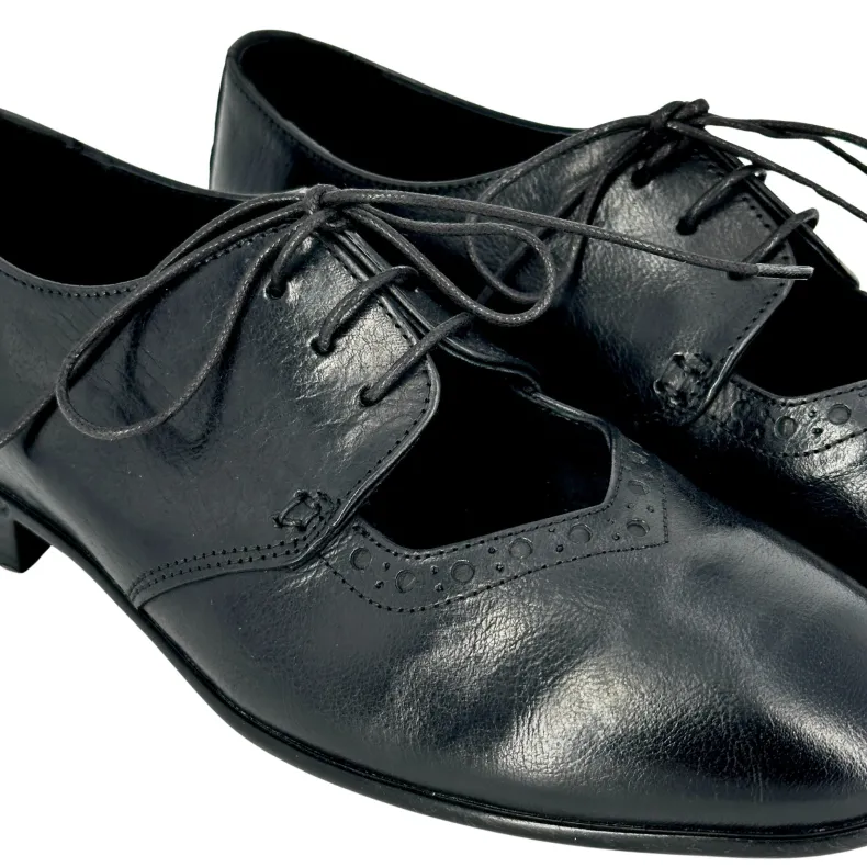 Artisan Lace-up In Black Dipped Leather Camarri 1916