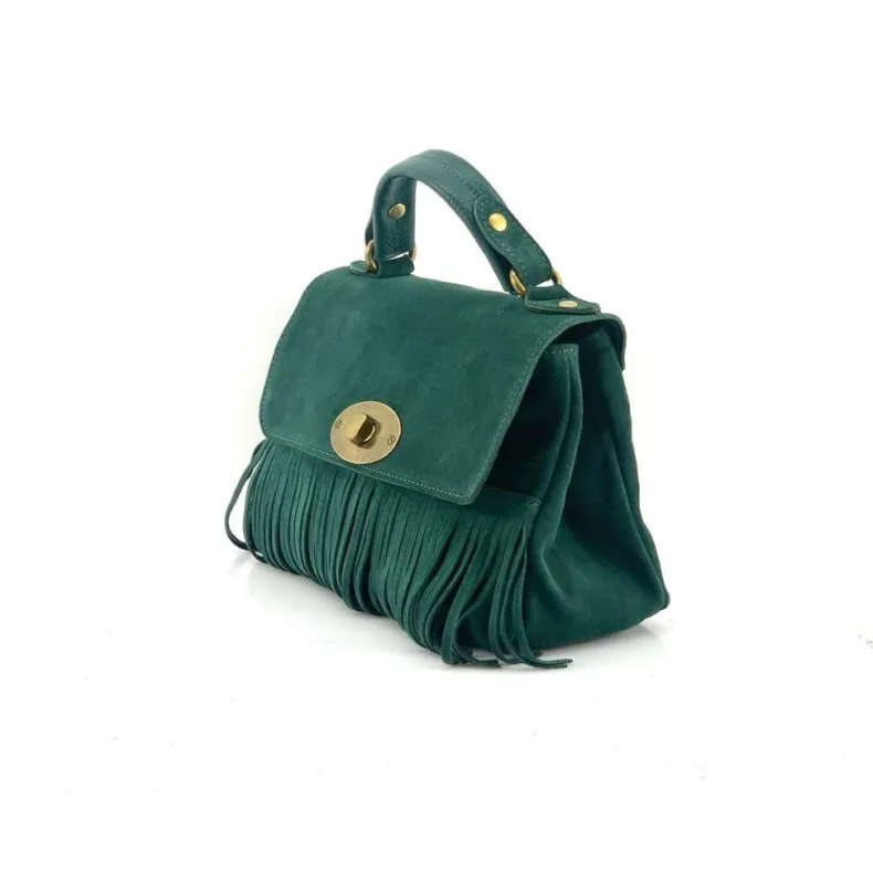 Bag With Fringes And Suede Shoulder Strap