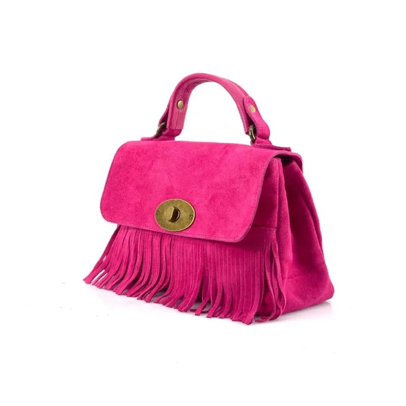 Bag With Fringes And Suede Shoulder Strap
