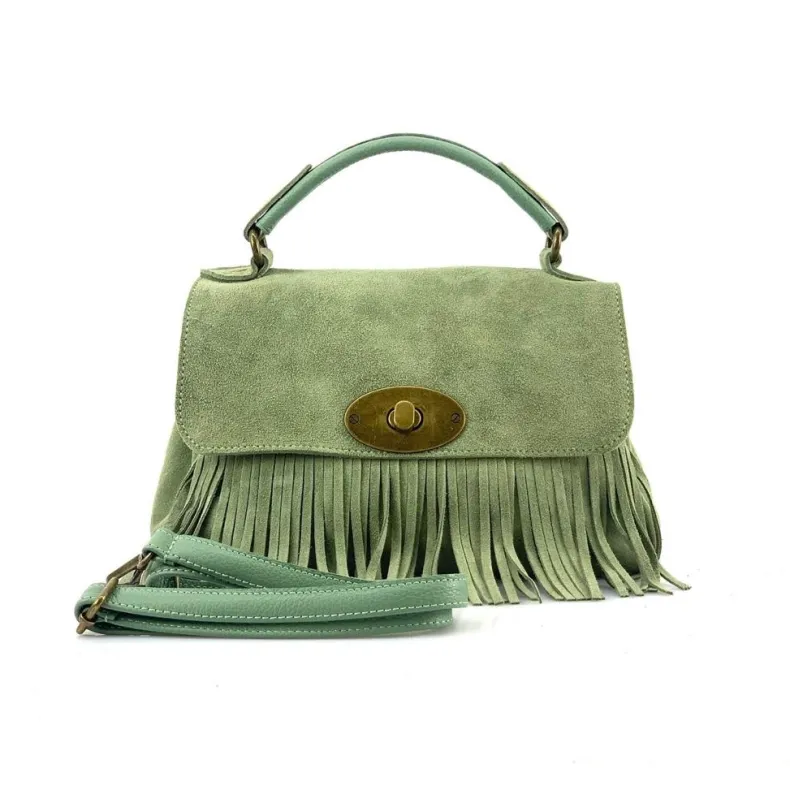 Bag With Fringes And Suede Shoulder Strap