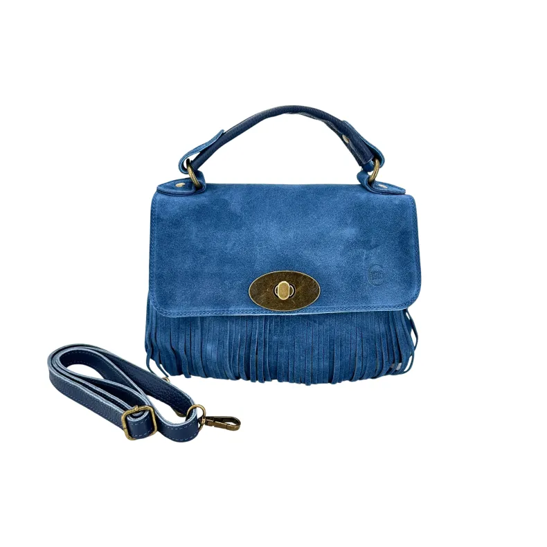 Bag With Fringes And Suede Shoulder Strap