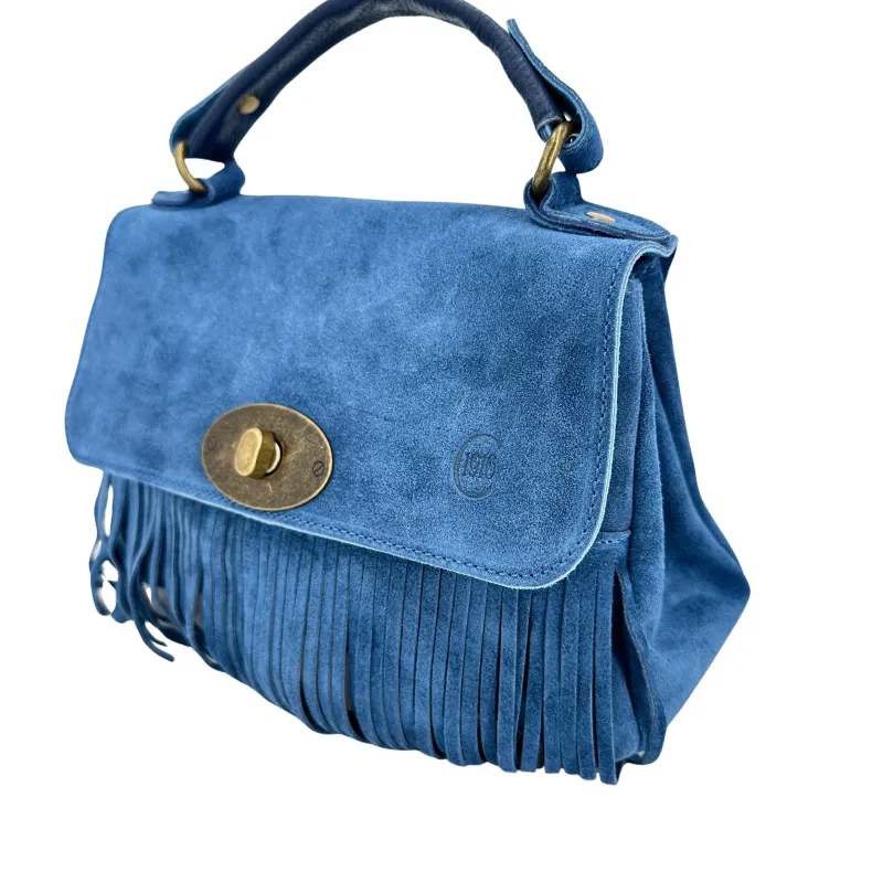 Bag With Fringes And Suede Shoulder Strap