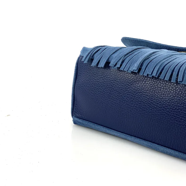 Bag With Fringes And Suede Shoulder Strap