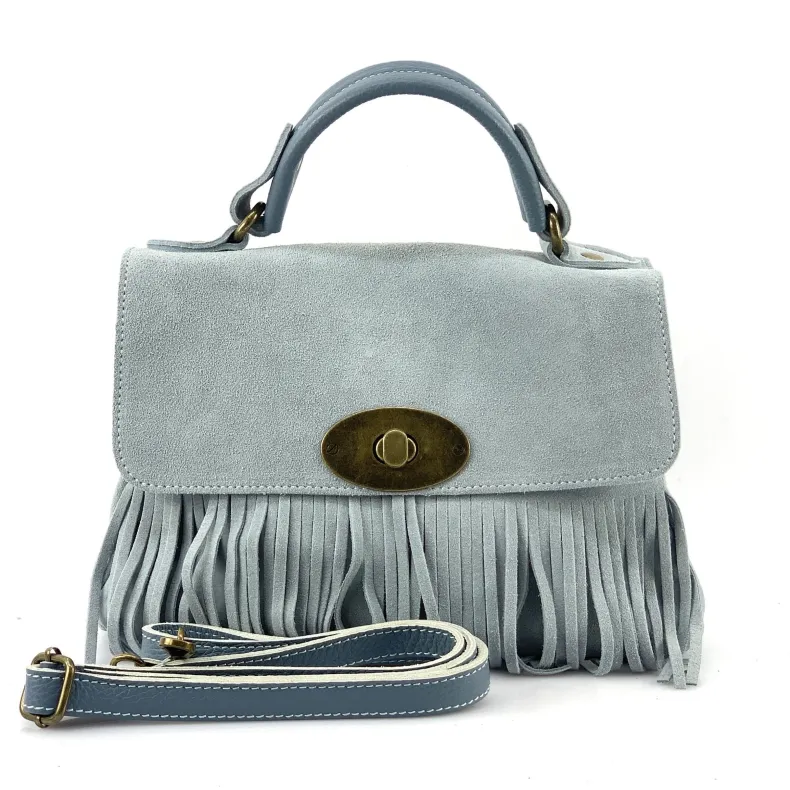 Bag With Fringes And Suede Shoulder Strap