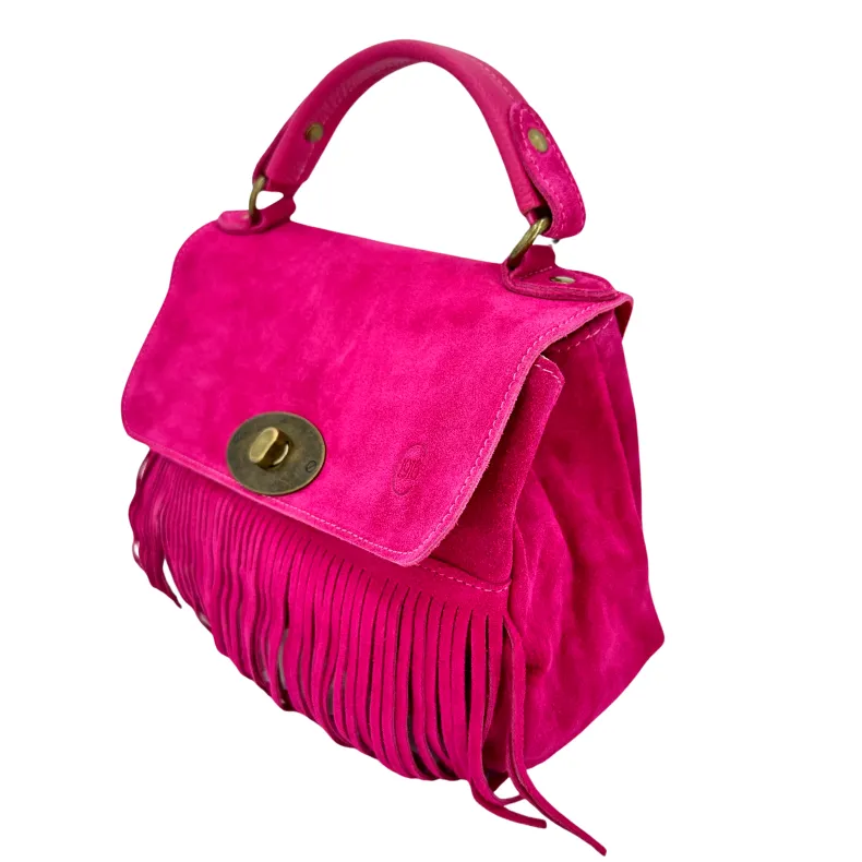 Bag With Fringes And Suede Shoulder Strap