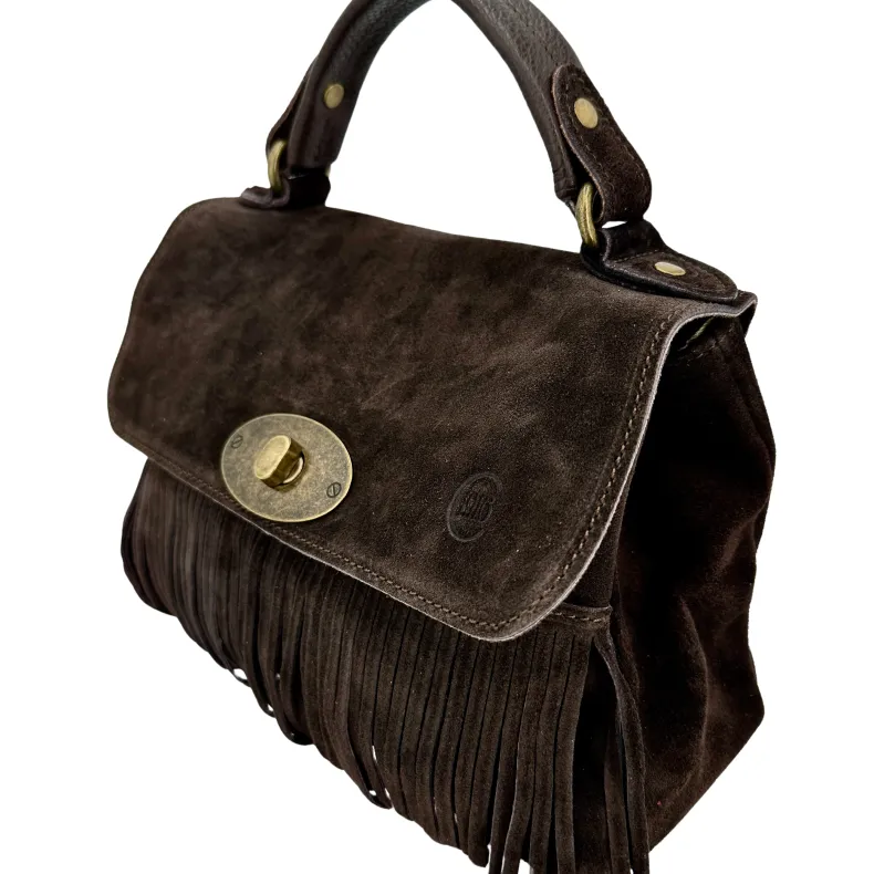 Bag With Fringes And Suede Shoulder Strap