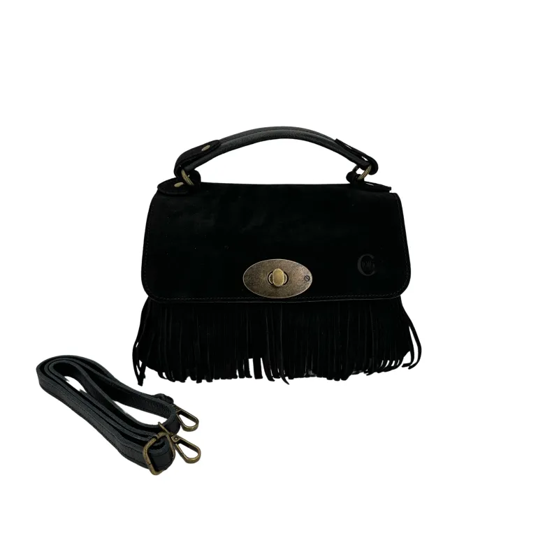 Bag With Fringes And Suede Shoulder Strap