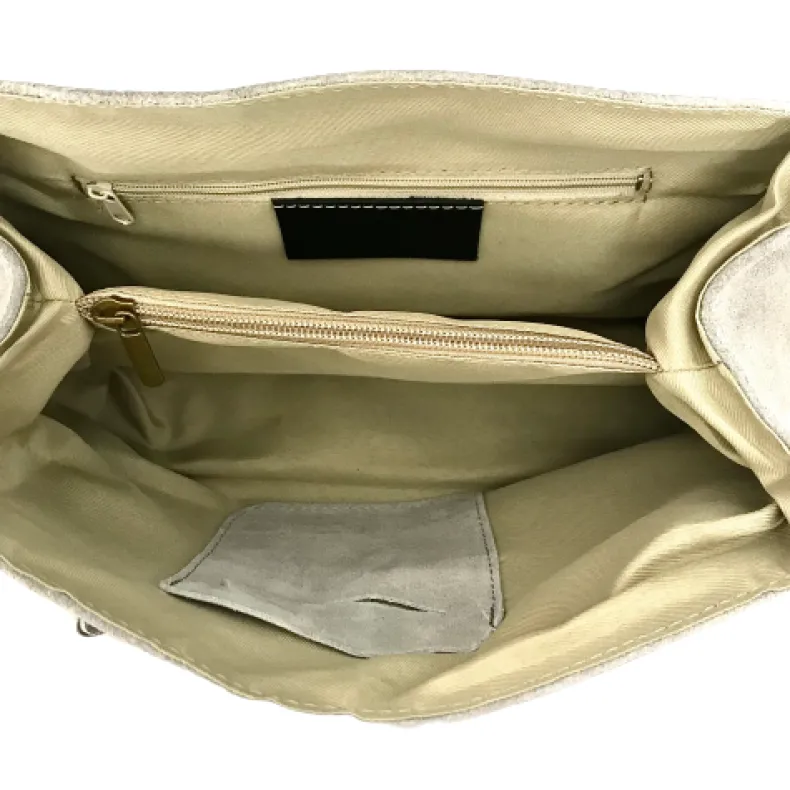 Bag With Fringes And Suede Shoulder Strap