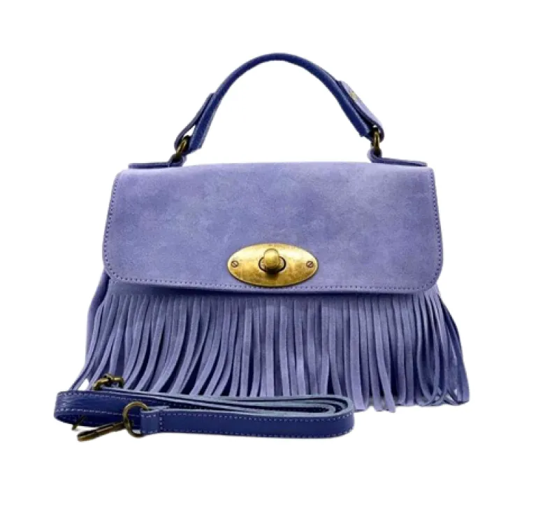 Bag With Fringes And Suede Shoulder Strap