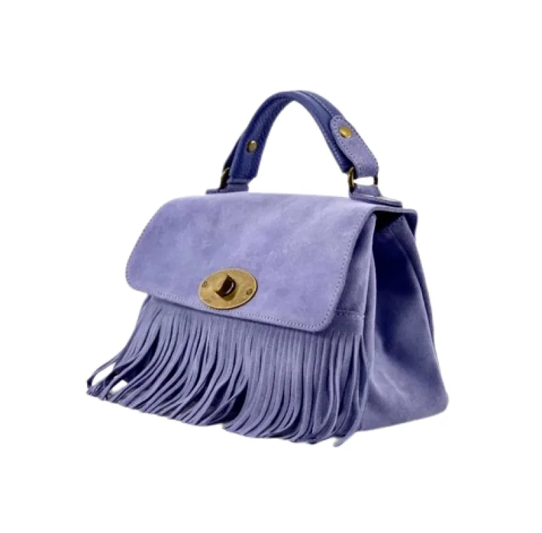 Bag With Fringes And Suede Shoulder Strap