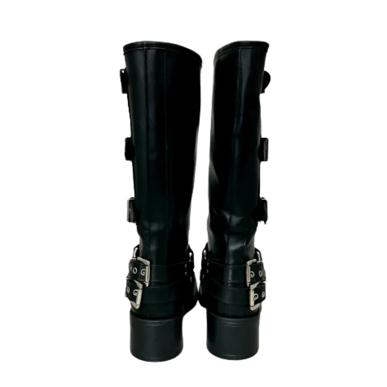 Biker Boot With Buckles And Black Square Toe PFV