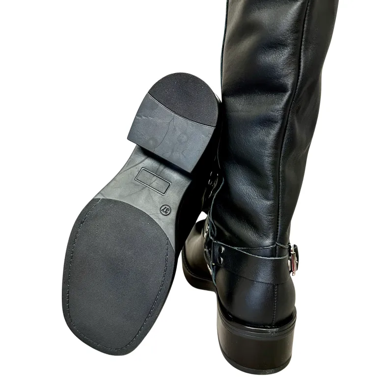 Biker Boot With Buckles And Black Square Toe