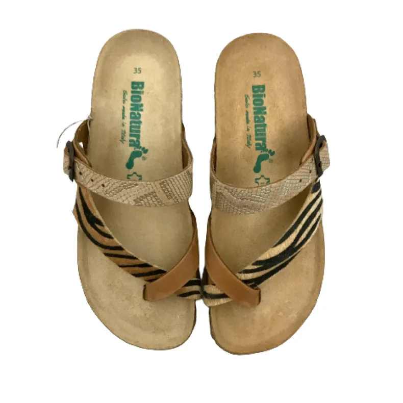Bionatura Animal Print Leather Thong Slipper
