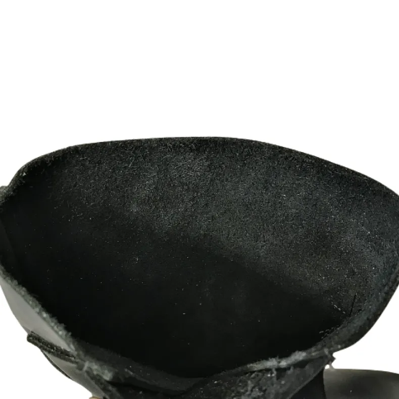 Black Artisan Boot In Greased Leather With Buckles