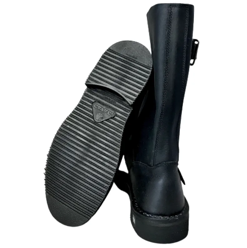 Black Artisan Boot In Greased Leather With Buckles