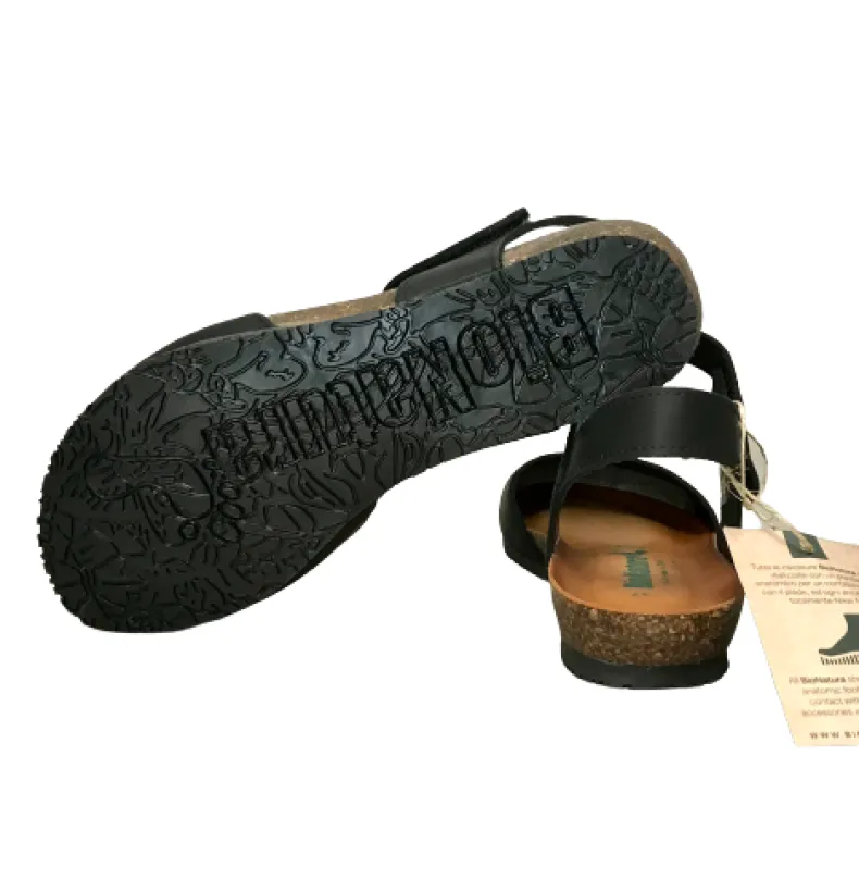Black Bionatura Sandal Closed At The Tip In Leather