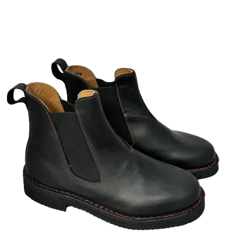 Black Handcrafted Beatles In Greased Leather