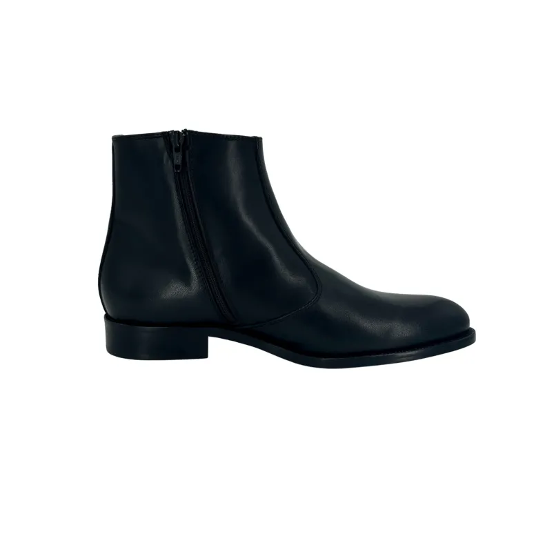 Black Handmade Ankle Boot With Zip