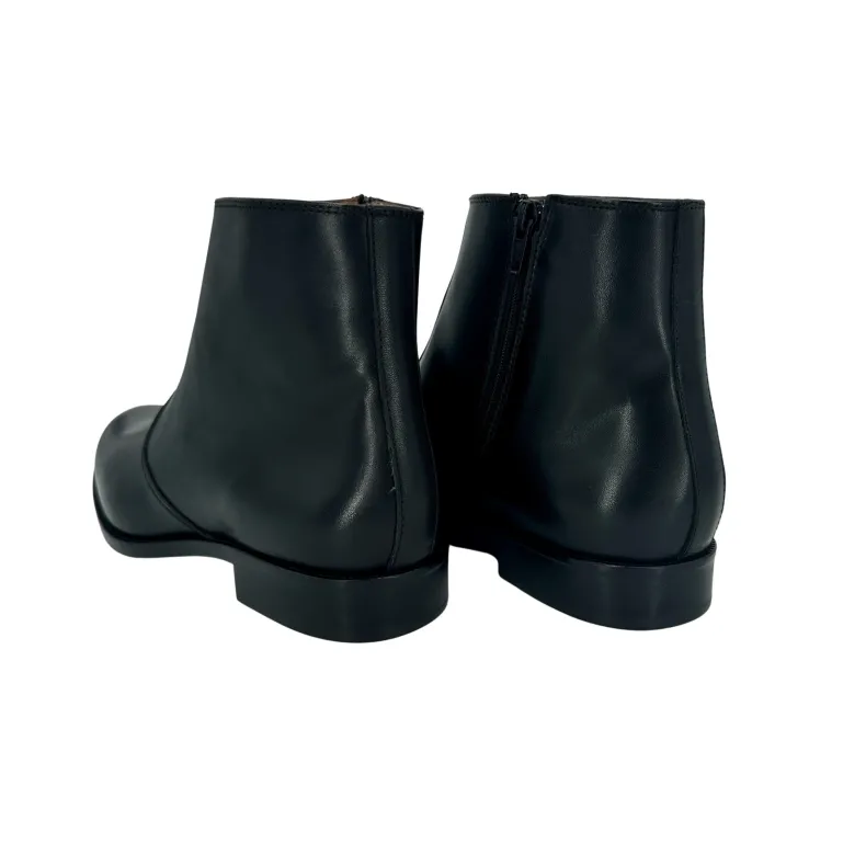 Black Handmade Ankle Boot With Zip
