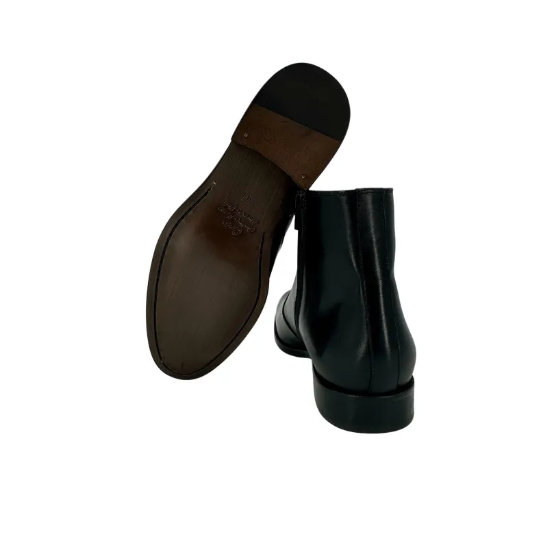Black Handmade Ankle Boot With Zip