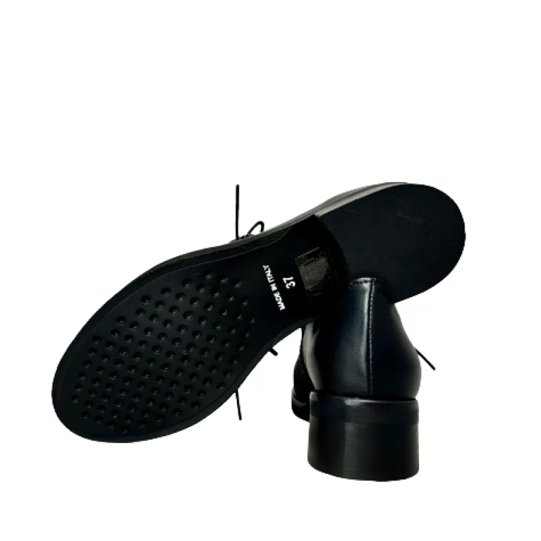 Black Leather And Suede Shoe With PFV Rhinestones