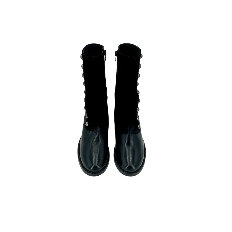 Black Leather Ankle Boot With Camarri 1916 Buttons