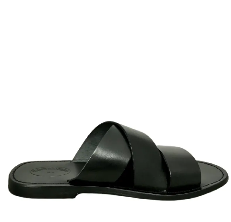 Black Leather Slipper Mod. 7046