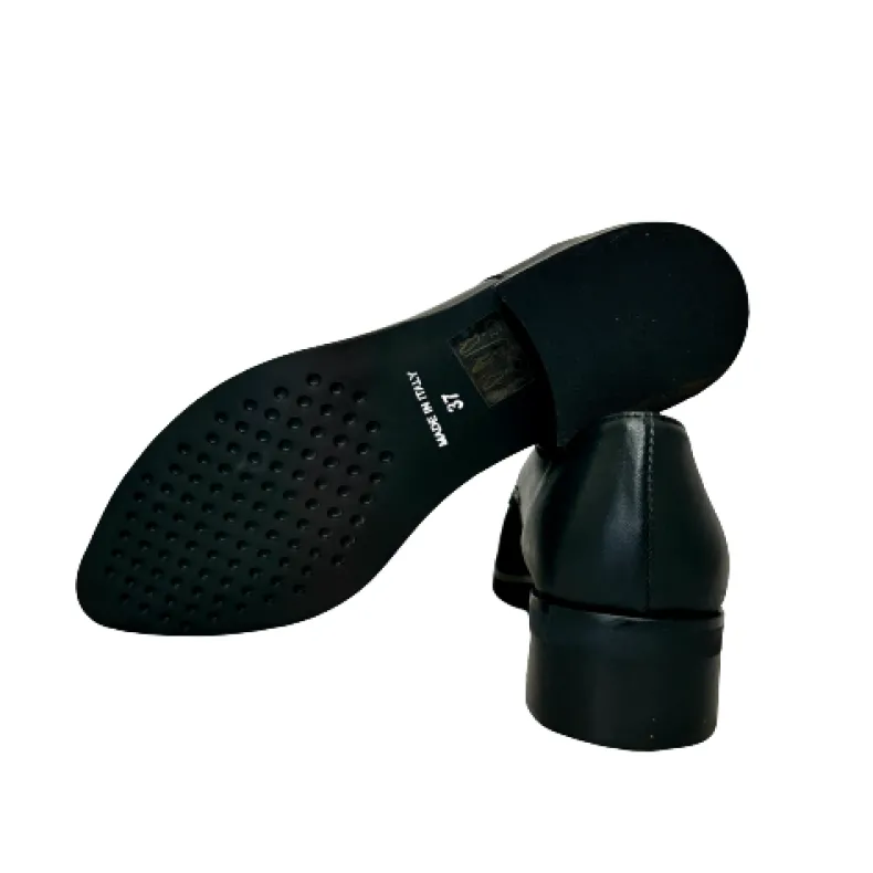 Black Shoe In Leather, Suede And PFV Patent Leather