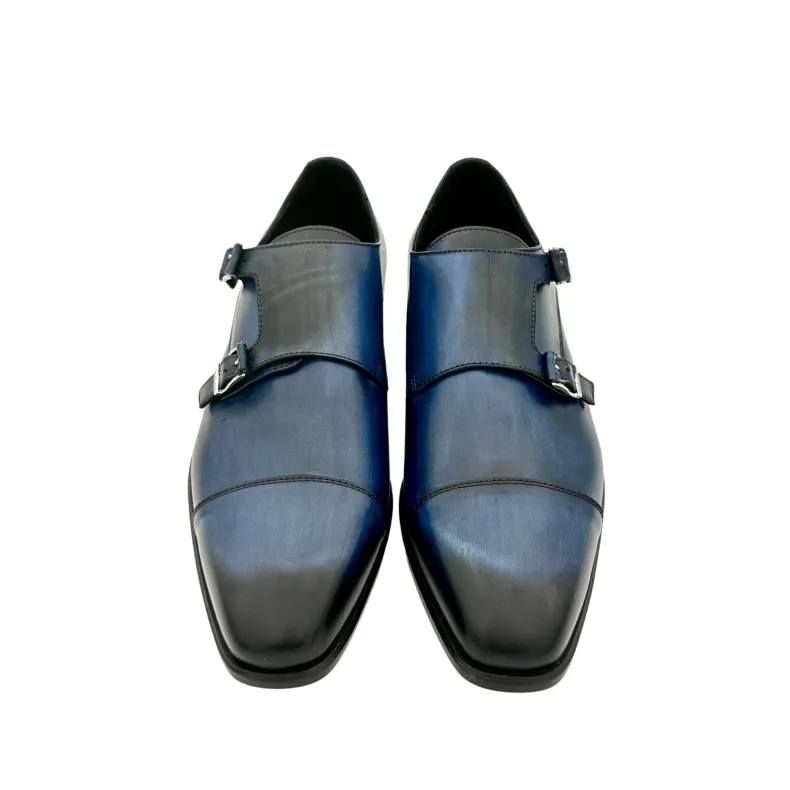 Blue Shaded Double Buckle Shoe