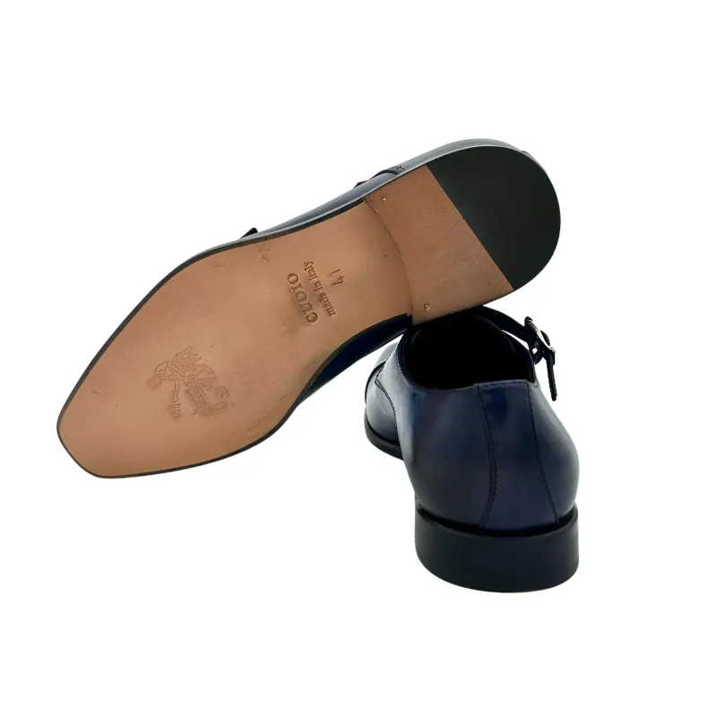 Blue Shaded Double Buckle Shoe