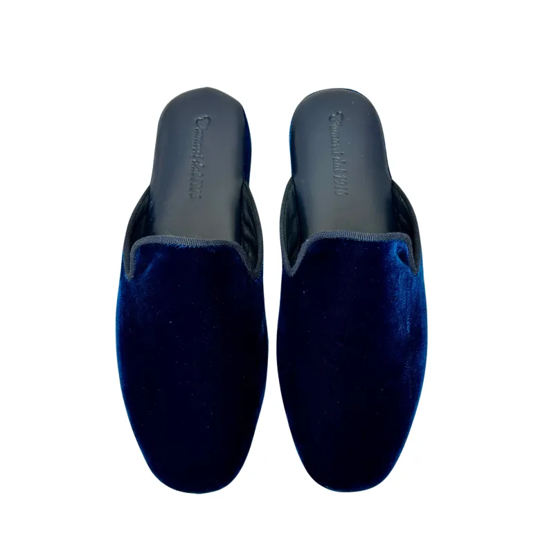 Blue Velvet Slipper / Bedside Rug With Personalized Initials