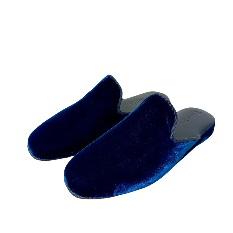 Blue Velvet Slipper / Bedside Rug With Personalized Initials