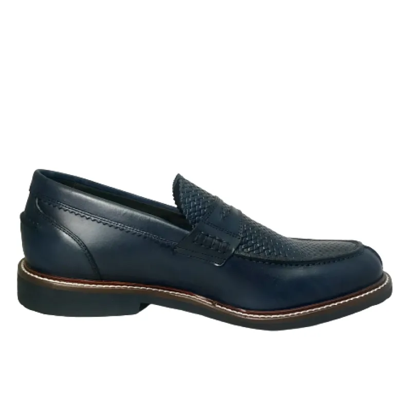Blue Woven College Moccasin