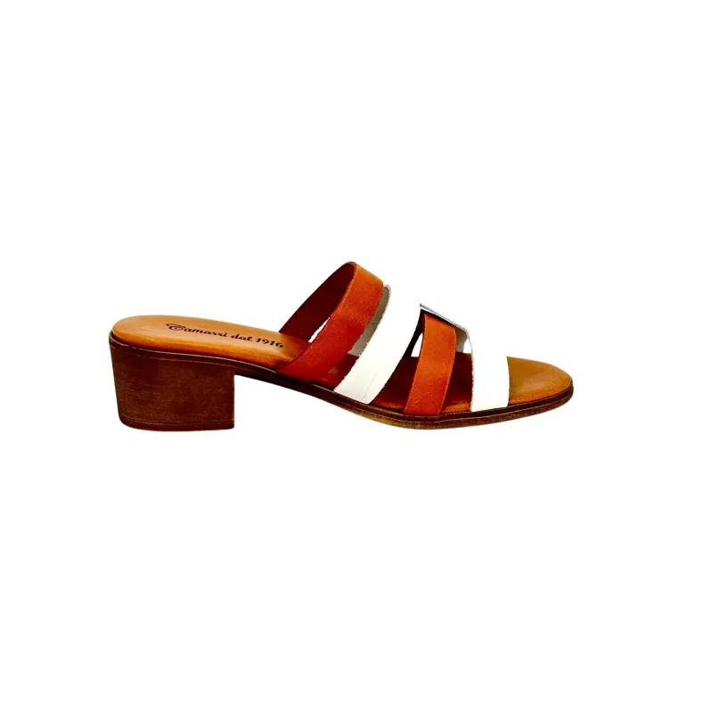 Brick And White Leather Slipper Mod. Hermès