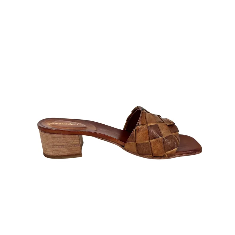 Brown Braided Dipped Leather Slipper