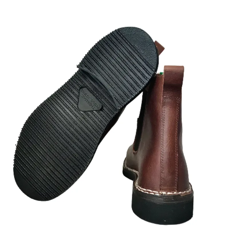 Brown Handcrafted Beatles In Greased Leather