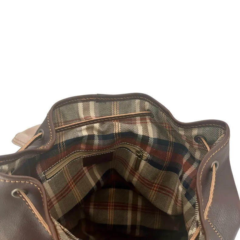 Brown Handmade Backpack With Carabiner And Buckles