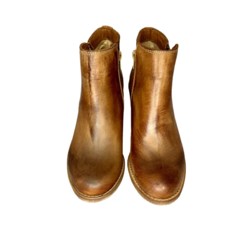 Brushed Leather Ankle Boot With Zip