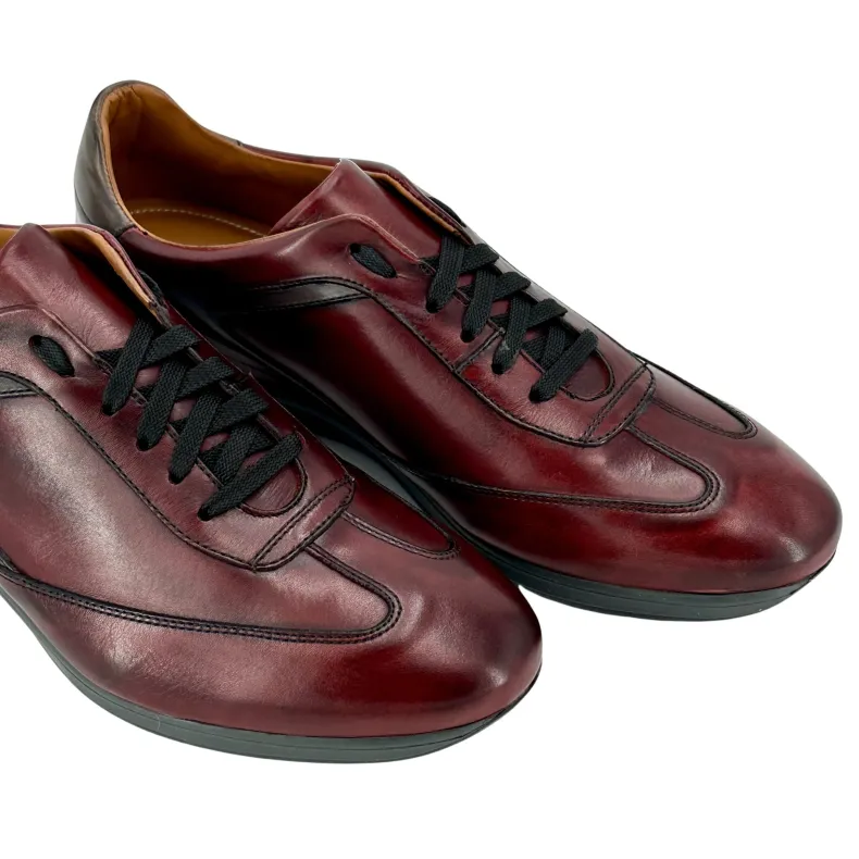 Burgundy And Gray Low Sneakers