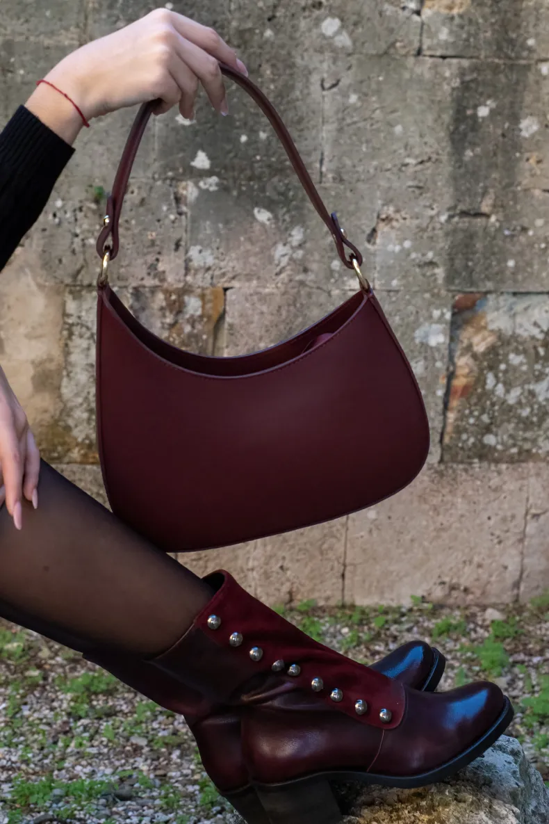 Camarri 1916 Bordeaux Leather Ankle Boot With Buttons