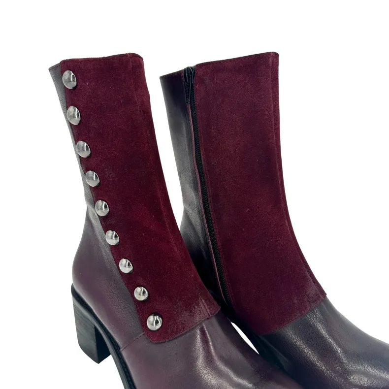 Camarri 1916 Bordeaux Leather Ankle Boot With Buttons