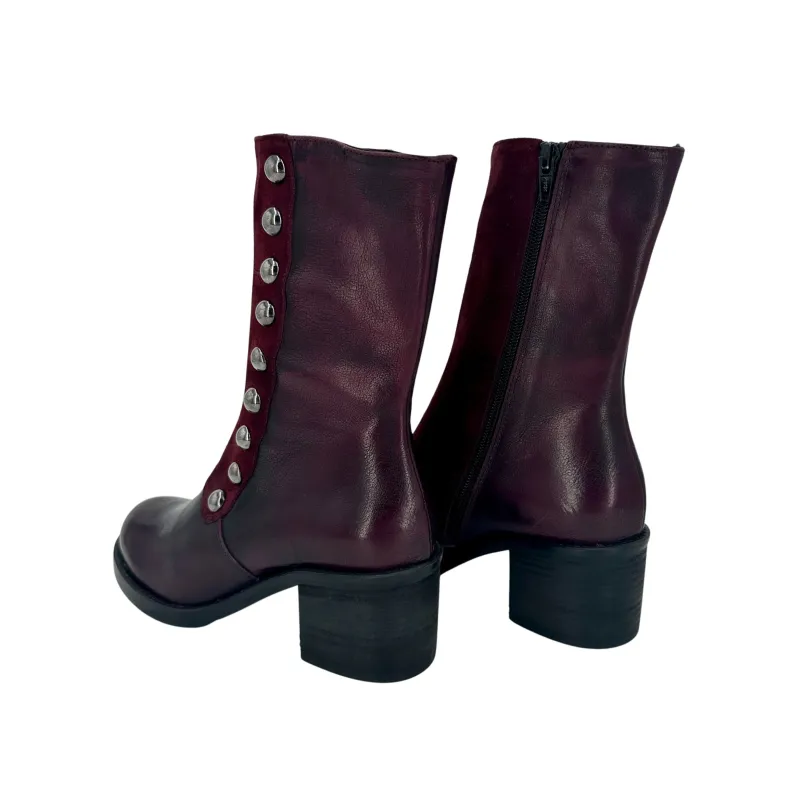 Camarri 1916 Bordeaux Leather Ankle Boot With Buttons