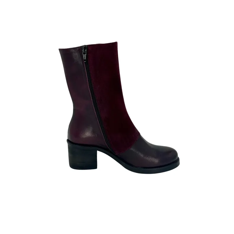 Camarri 1916 Bordeaux Leather Ankle Boot With Buttons
