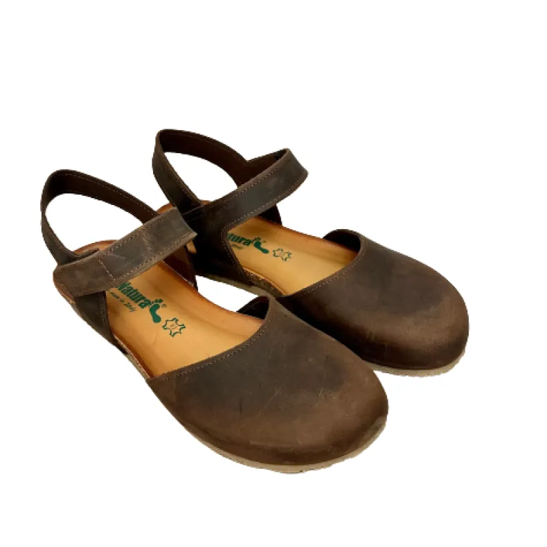Closed Toe Bionatura Sandal In Dark Brown Oiled Leather