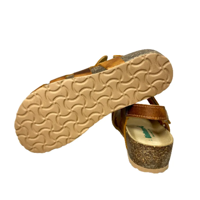 Closed Toe Bionatura Sandal In Apricot Oiled Leather