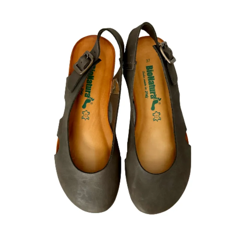 Closed Toe Bionatura Sandal In Dark Brown Oiled Leather