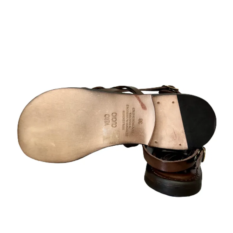 Dark Brown Leather Sandal Mod. 9911